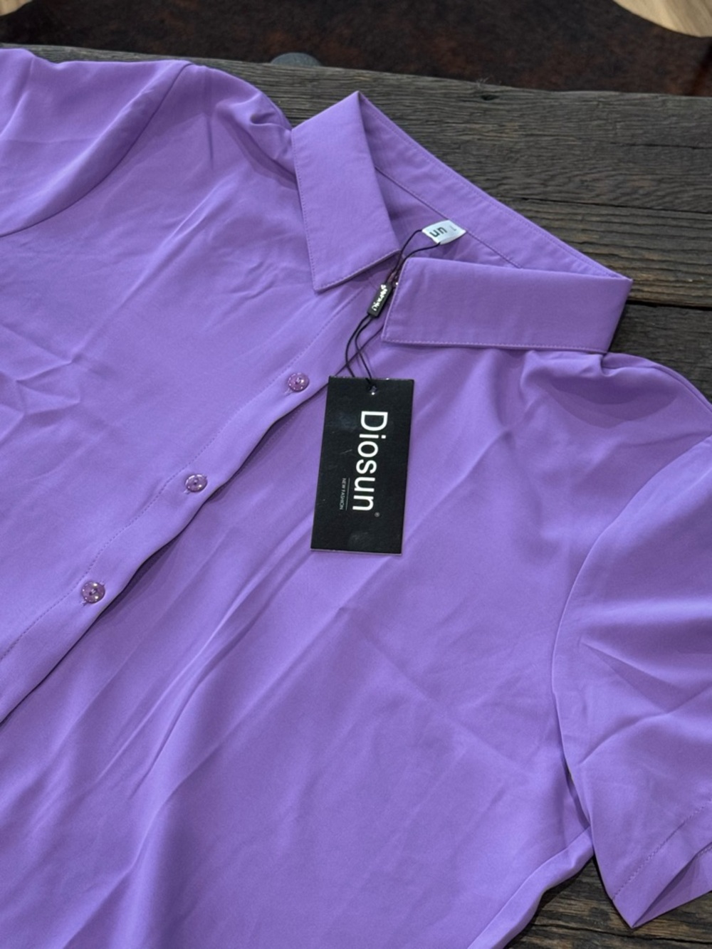 NWT Lavender Purple Short-Sleeve Button Shirt Womens Size Large - Picture 2 of 6